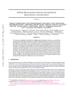 AI Risk Management Should Incorporate Both Safety and Security