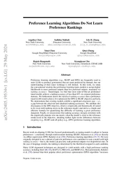 Preference Learning Algorithms Do Not Learn Preference Rankings