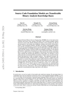 Source Code Foundation Models are Transferable Binary Analysis Knowledge
  Bases