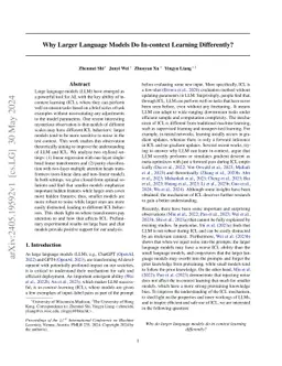 Why Larger Language Models Do In-context Learning Differently?