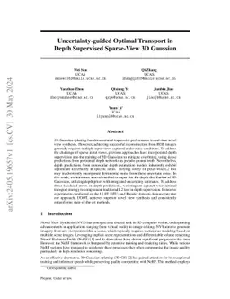 Uncertainty-guided Optimal Transport in Depth Supervised Sparse-View 3D
  Gaussian
