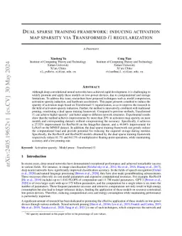 Dual sparse training framework: inducing activation map sparsity via
  Transformed $\ell1$ regularization