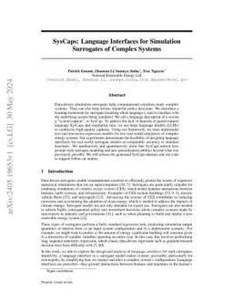 SysCaps: Language Interfaces for Simulation Surrogates of Complex Systems