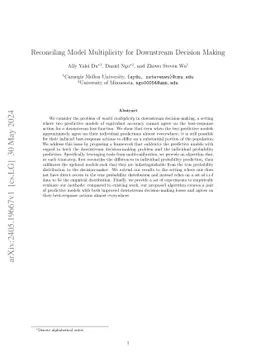 Reconciling Model Multiplicity for Downstream Decision Making