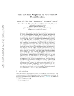 Fully Test-Time Adaptation for Monocular 3D Object Detection