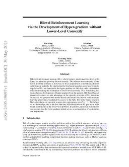 Bilevel reinforcement learning via the development of hyper-gradient without lower-level convexity