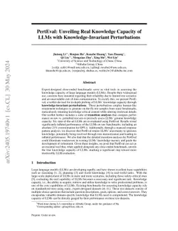 PertEval: Unveiling Real Knowledge Capacity of LLMs with
  Knowledge-Invariant Perturbations