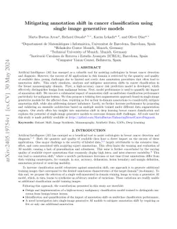 Mitigating annotation shift in cancer classification using single image
  generative models