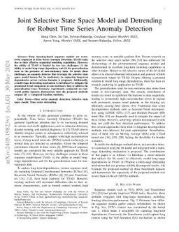 Joint Selective State Space Model and Detrending for Robust Time Series
  Anomaly Detection