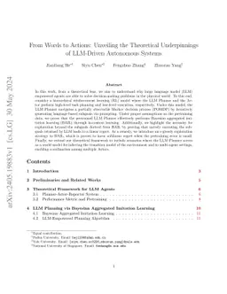 From Words to Actions: Unveiling the Theoretical Underpinnings of
  LLM-Driven Autonomous Systems