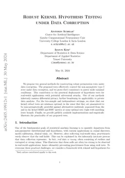 Robust Kernel Hypothesis Testing under Data Corruption