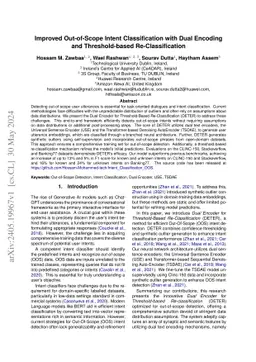 Improved Out-of-Scope Intent Classification with Dual Encoding and
  Threshold-based Re-Classification