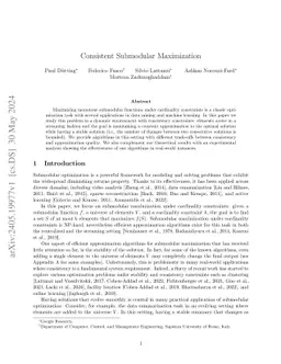Consistent Submodular Maximization