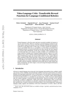 Video-Language Critic: Transferable Reward Functions for Language-Conditioned Robotics