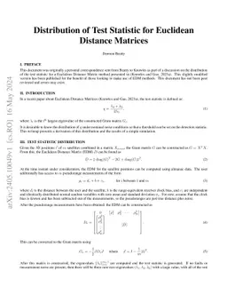 Distribution of Test Statistic for Euclidean Distance Matrices