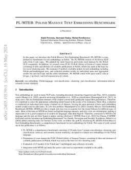 PL-MTEB: Polish Massive Text Embedding Benchmark