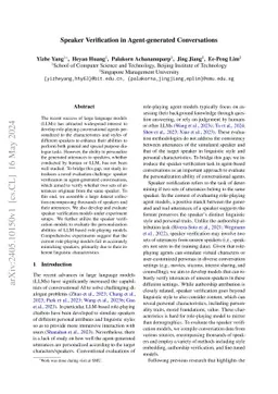 Speaker Verification in Agent-Generated Conversations