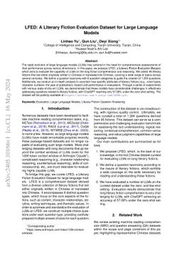 LFED: A Literary Fiction Evaluation Dataset for Large Language Models