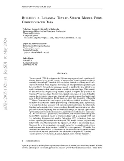 Building a Luganda Text-to-Speech Model From Crowdsourced Data
