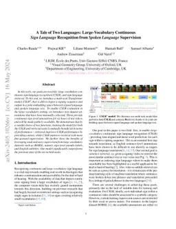 A Tale of Two Languages: Large-Vocabulary Continuous Sign Language
  Recognition from Spoken Language Supervision