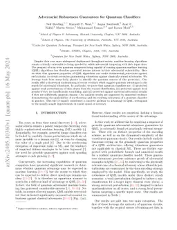 Adversarial Robustness Guarantees for Quantum Classifiers
