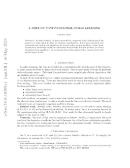A note on continuous-time online learning