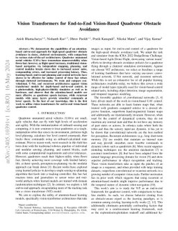 Vision Transformers for End-to-End Vision-Based Quadrotor Obstacle Avoidance