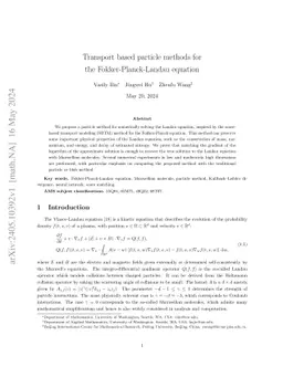Transport based particle methods for the Fokker-Planck-Landau equation