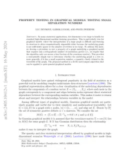 Property testing in graphical models: testing small separation numbers