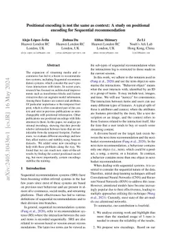 Positional encoding is not the same as context: A study on positional encoding for sequential recommendation