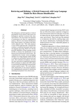 Retrieving and Refining: A Hybrid Framework with Large Language Models
  for Rare Disease Identification