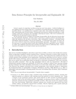 Data Science Principles for Interpretable and Explainable AI