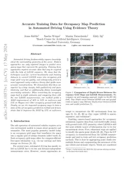 Accurate Training Data for Occupancy Map Prediction in Automated Driving
  Using Evidence Theory