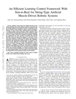An Efficient Learning Control Framework With Sim-to-Real for String-Type Artificial Muscle-Driven Robotic Systems