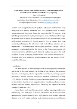 A Hybrid Deep Learning Framework for Stock Price Prediction Considering
  the Investor Sentiment of Online Forum Enhanced by Popularity