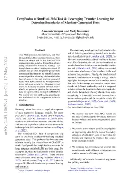 DeepPavlov at SemEval-2024 Task 8: Leveraging Transfer Learning for
  Detecting Boundaries of Machine-Generated Texts
