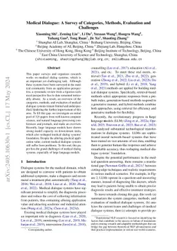 Medical Dialogue: A Survey of Categories, Methods, Evaluation and
  Challenges
