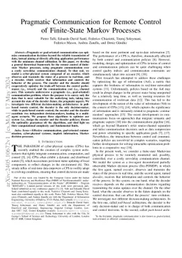 Pragmatic Communication for Remote Control of Finite-State Markov
  Processes