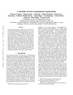 Contestable AI needs Computational Argumentation