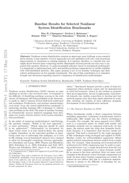 Baseline Results for Selected Nonlinear System Identification Benchmarks