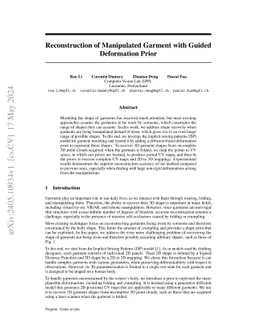 Reconstruction of Manipulated Garment with Guided Deformation Prior