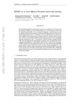 DINO as a von Mises-Fisher mixture model