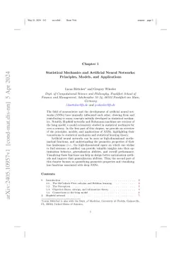Statistical Mechanics and Artificial Neural Networks: Principles,
  Models, and Applications