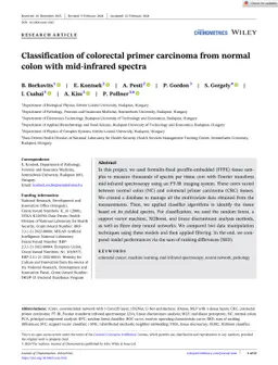 Classification of colorectal primer carcinoma from normal colon with
  mid-infrared spectra