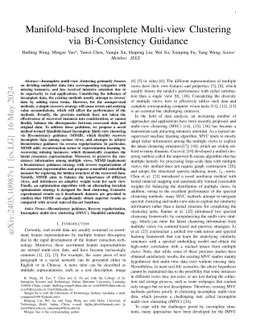 Manifold-based Incomplete Multi-view Clustering via Bi-Consistency
  Guidance