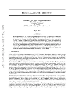 Frugal Algorithm Selection