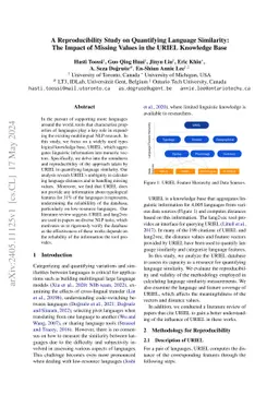 A Reproducibility Study on Quantifying Language Similarity: The Impact
  of Missing Values in the URIEL Knowledge Base