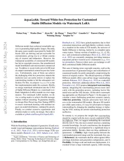 AquaLoRA: Toward White-box Protection for Customized Stable Diffusion
  Models via Watermark LoRA