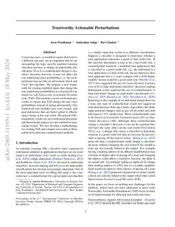 Trustworthy Actionable Perturbations