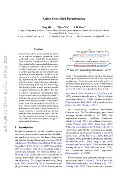 Action Controlled Paraphrasing